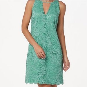 NWT Sea Green Lace Sam Edelman V Neck Shift Dress